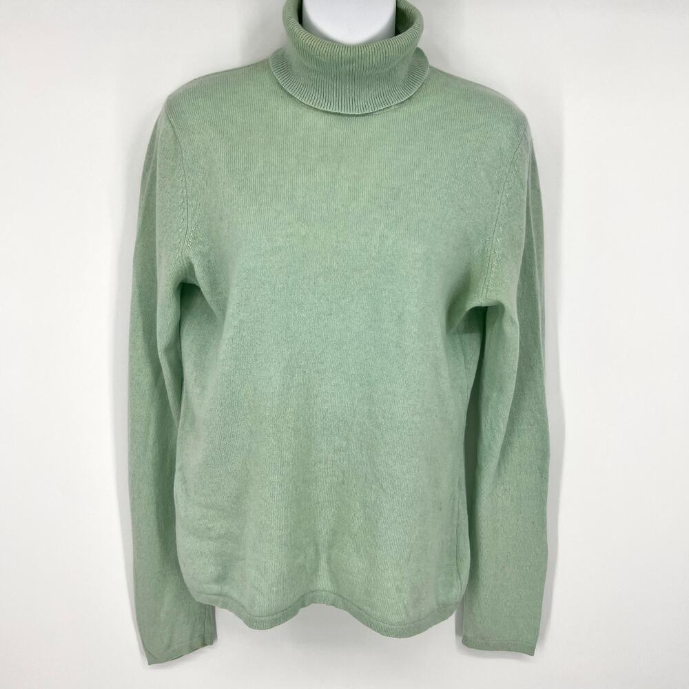 VTG Lord & Taylor 100% Cashmere Mint Green (muddled) Turtleneck Sweater Size L
